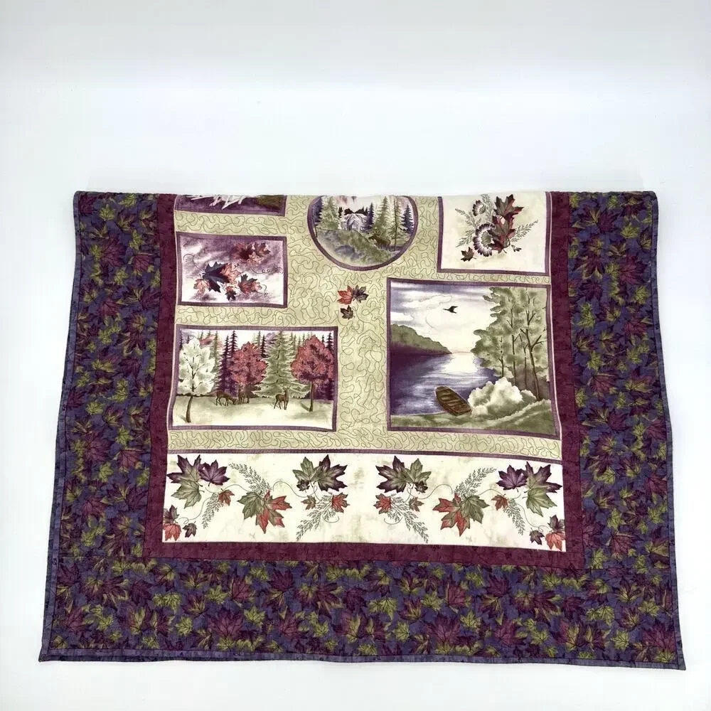 Handmade Lap (Crib) Quilt 51” X 32” Outdoor Themed Farmhouse Cottagecore Cabin